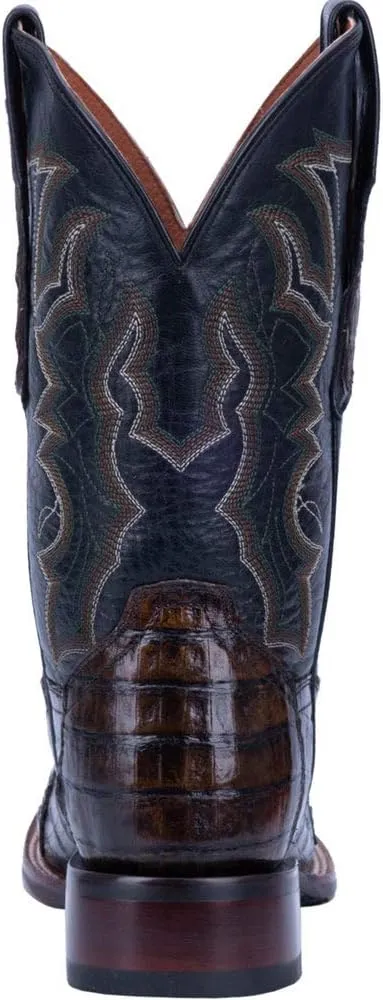 Dan Post Mens Kingsly Croc Embroidered Square Toe Pull On Dress Boots Mid Calf - Brown