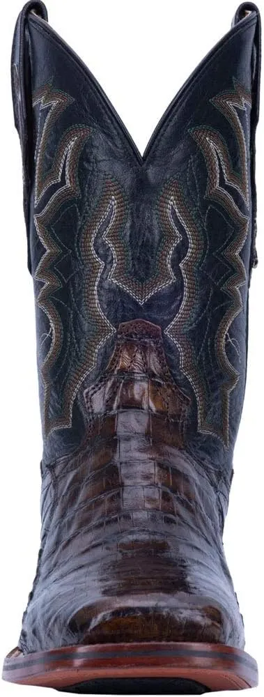 Dan Post Mens Kingsly Croc Embroidered Square Toe Pull On Dress Boots Mid Calf - Brown