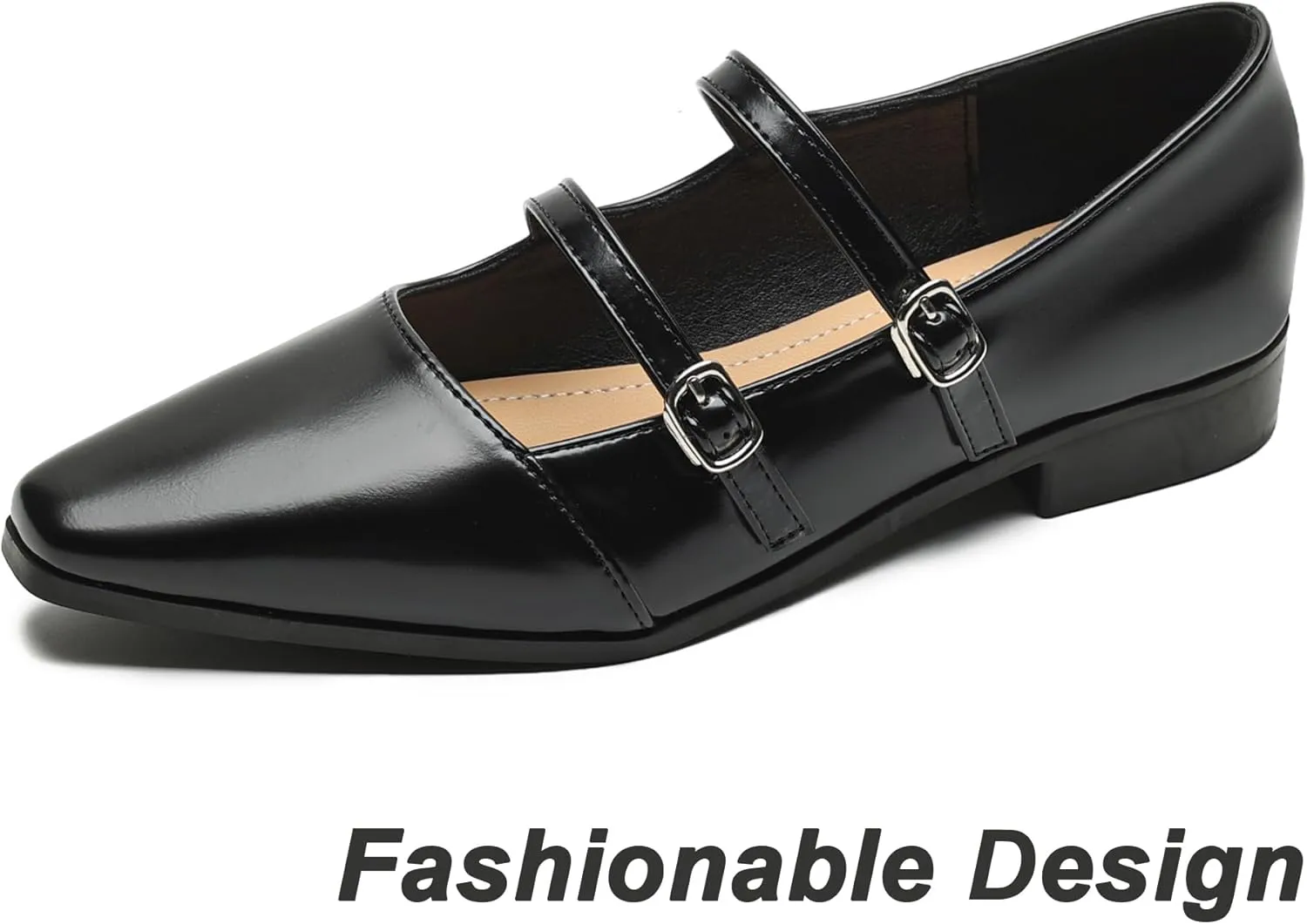 Dear Time Women's Vintage Mary Jane Shoes Ankle Strap Square Toe Flats Uniform Dress Shoes Ballet Flats