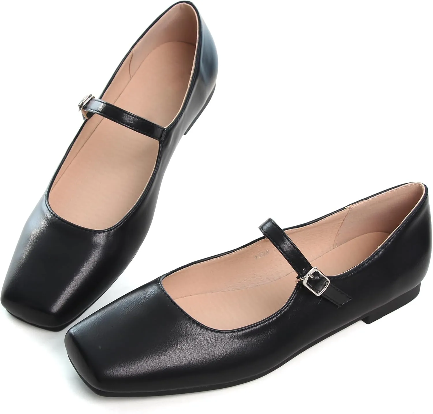 Dear Time Women's Vintage Mary Jane Shoes Ankle Strap Square Toe Flats Uniform Dress Shoes Ballet Flats