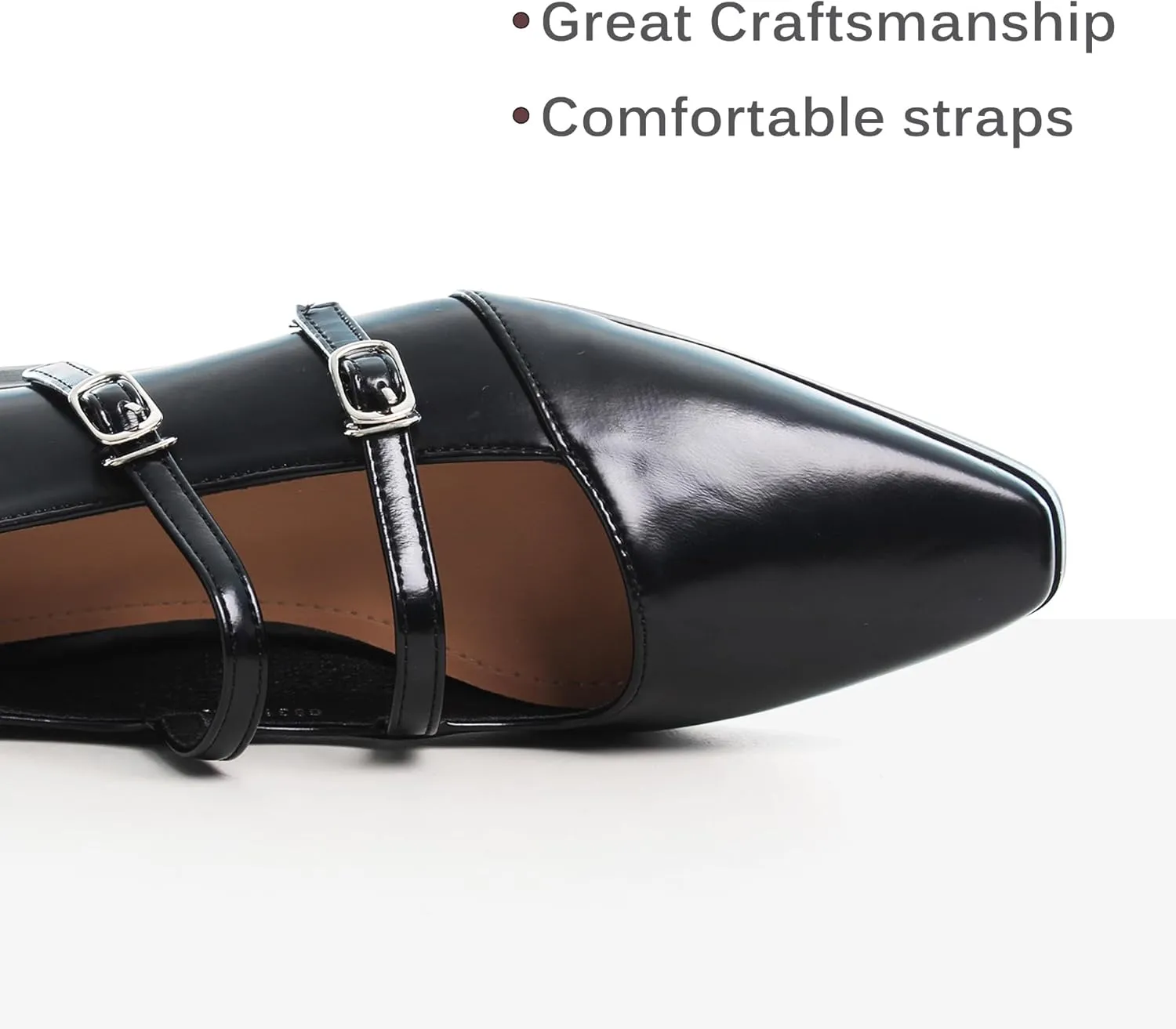 Dear Time Women's Vintage Mary Jane Shoes Ankle Strap Square Toe Flats Uniform Dress Shoes Ballet Flats