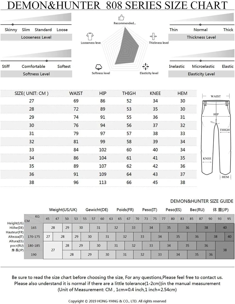 Demon&Hunter 808 Series Men's Skinny Slim Jeans