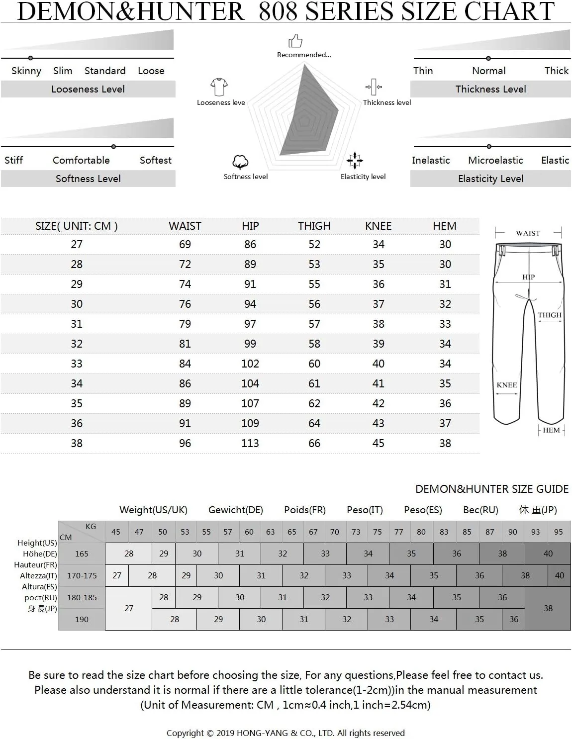 Demon&Hunter 808 Series Men's Skinny Slim Jeans