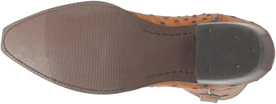 Dingo Mens Outlaw Embroidered Ostrich Print Snip Toe Casual Boots Mid Calf - Brown