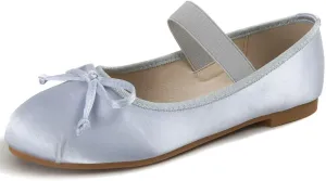 DINTAHA Ballet Flats with Strap Bow Mary Jane Flats for Women,Satin Wedding Dress Shoes