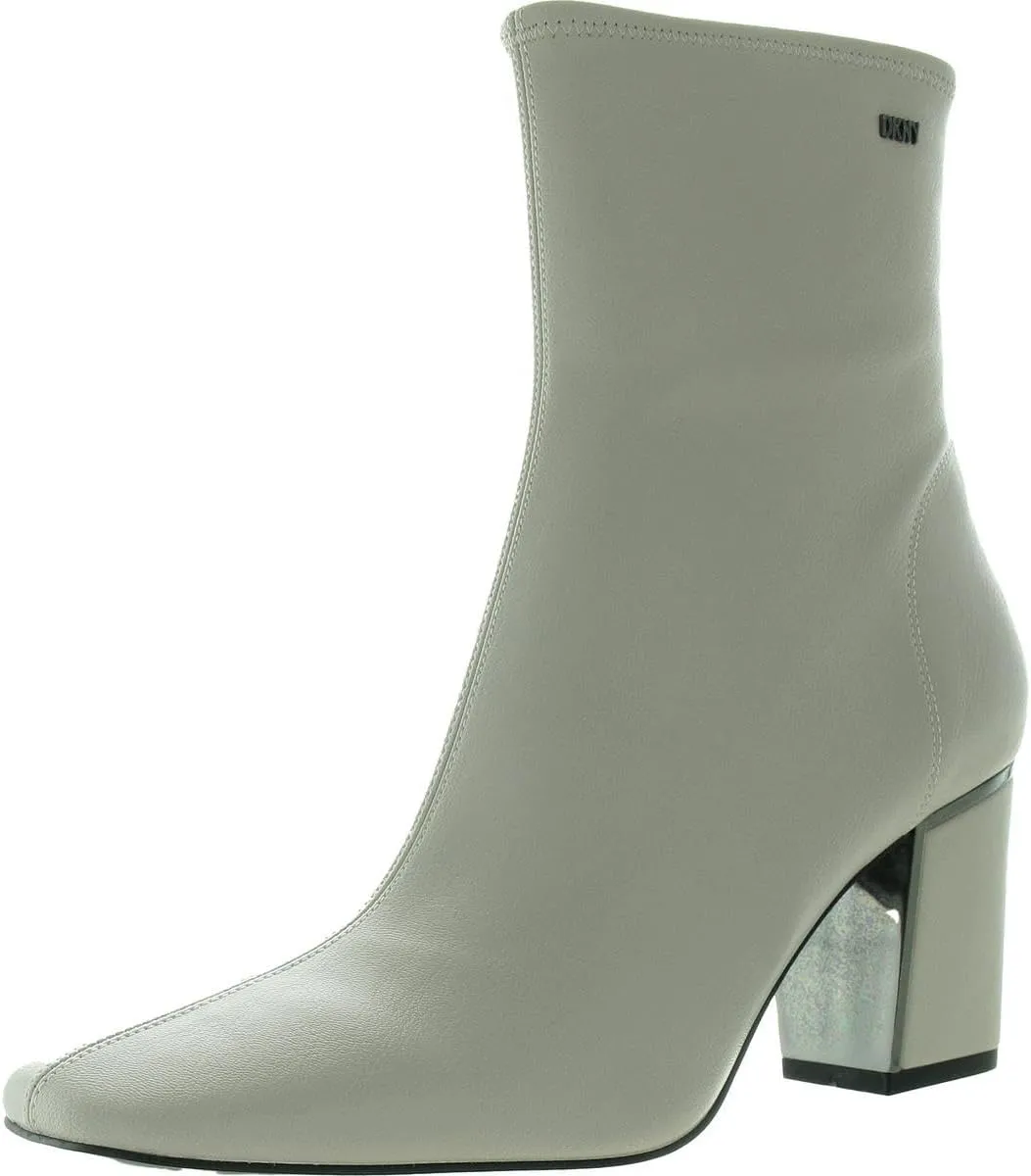 DKNY Womens Cavale Faux Leather Ankle Ankle Boots Beige 9.5 Medium (B,M)