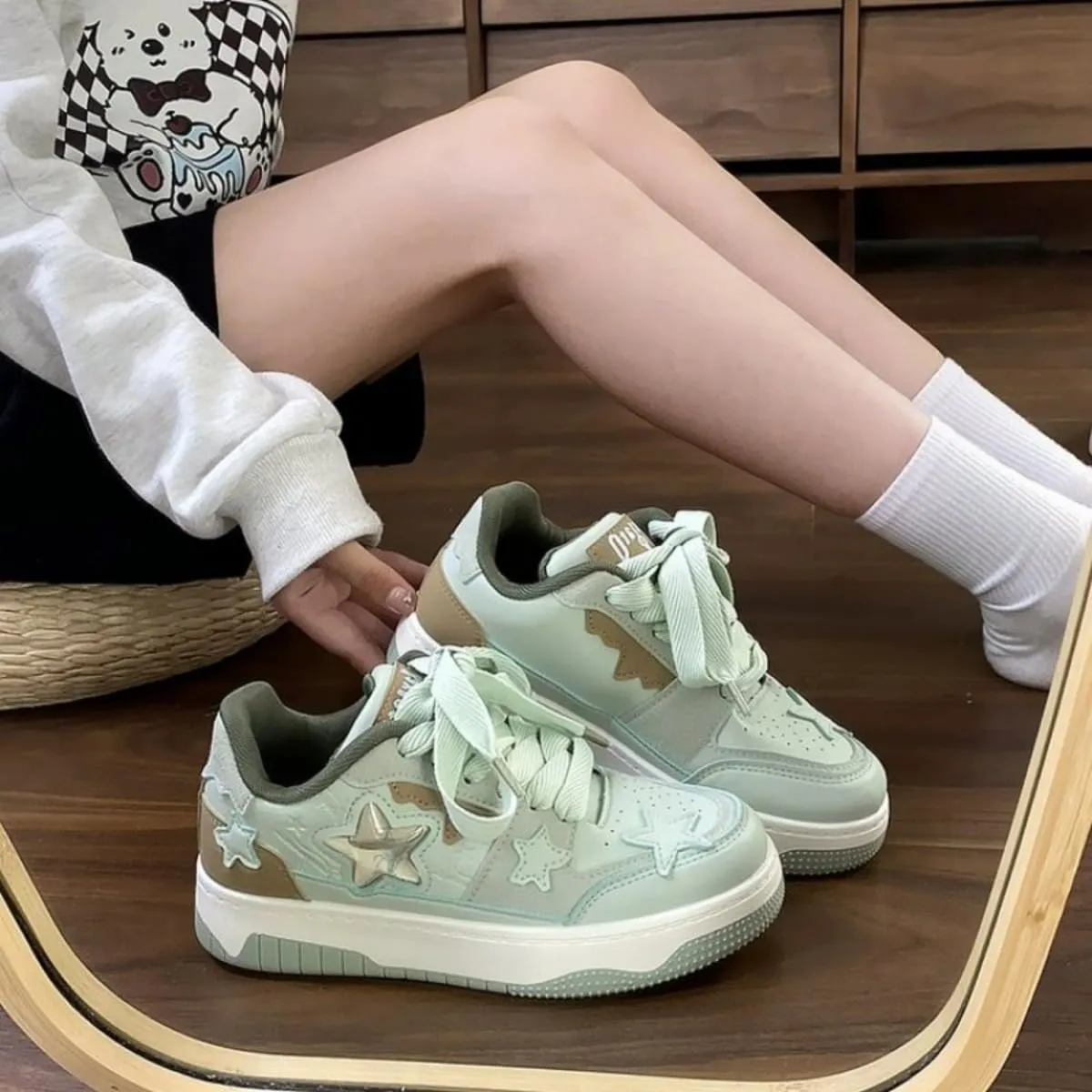 Dopamine Chunky Star Shoes Women Y2K Colorful Platform Tennis Sneakers Spring Fashion Casual Streetwear for Girls Students