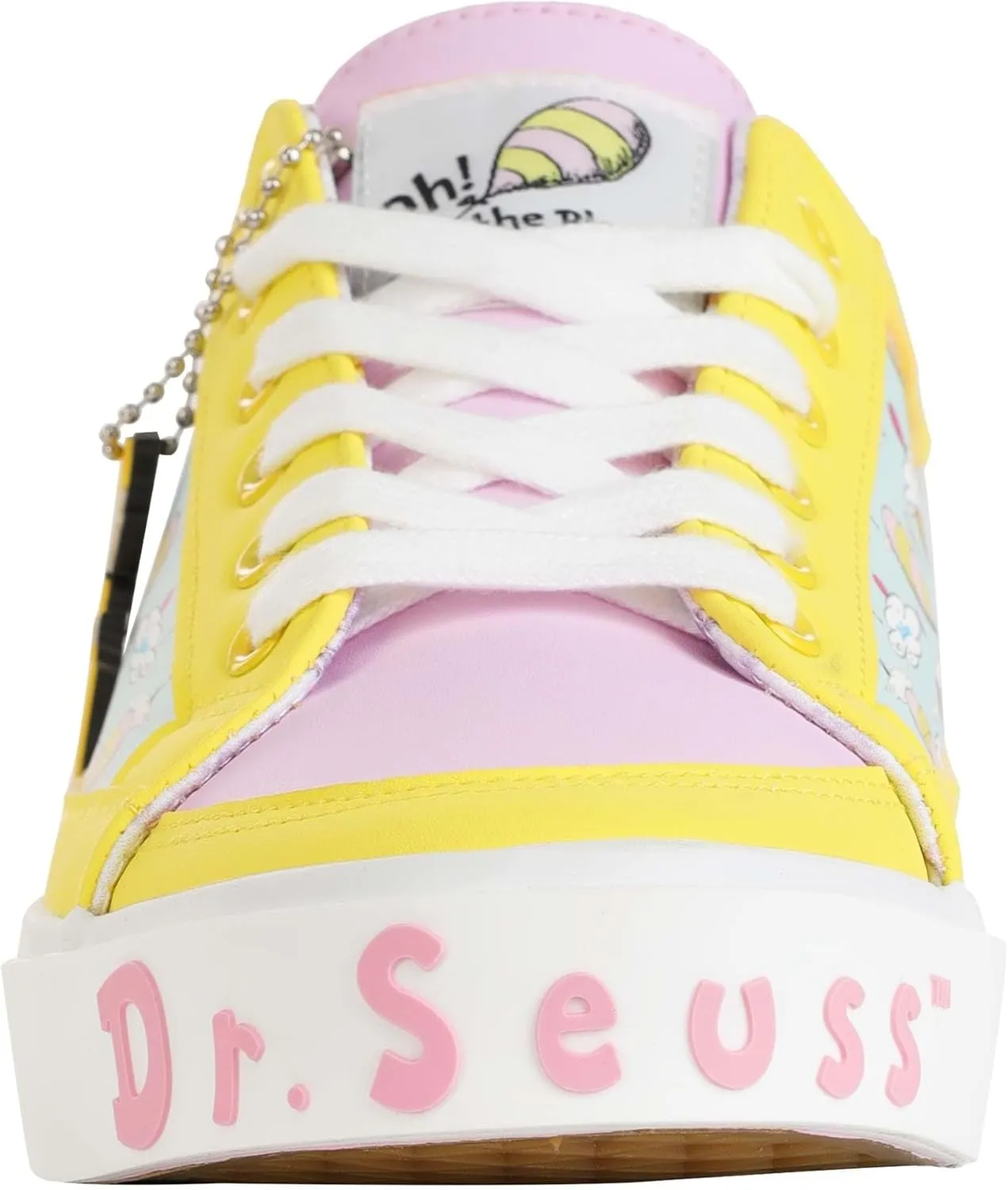 Dr. Seuss Oh The Places You'll Go! Adult Sneakers - Rubber Soles, Embroidered Tongues, Sublimated Graphics, Keychain