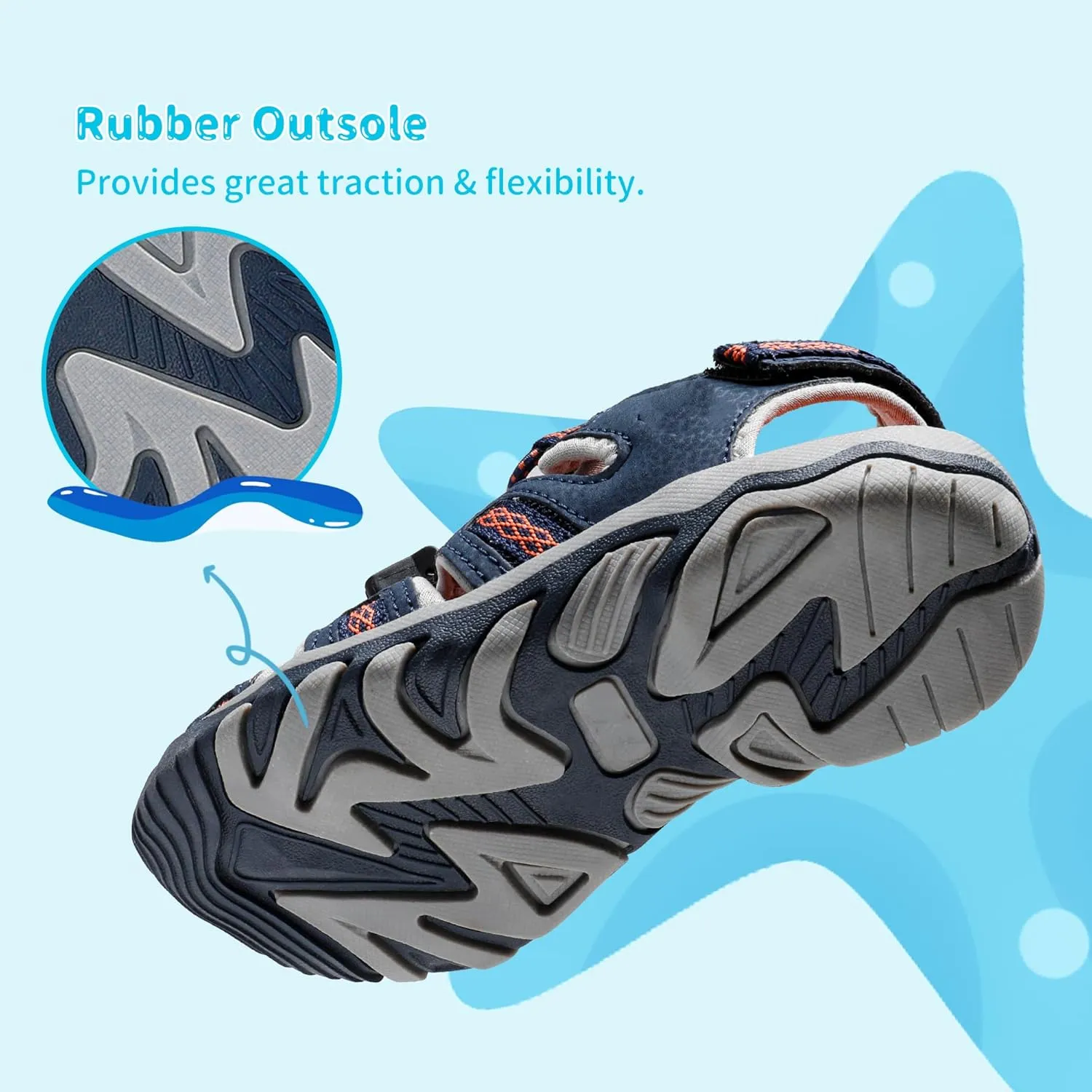 DREAM PAIRS Boys Girls Summer Outdoor Athletic Sport Sandals Walking Hiking Hook and Loop Adjustable Multicolor for Toddler/Little/Big Kids