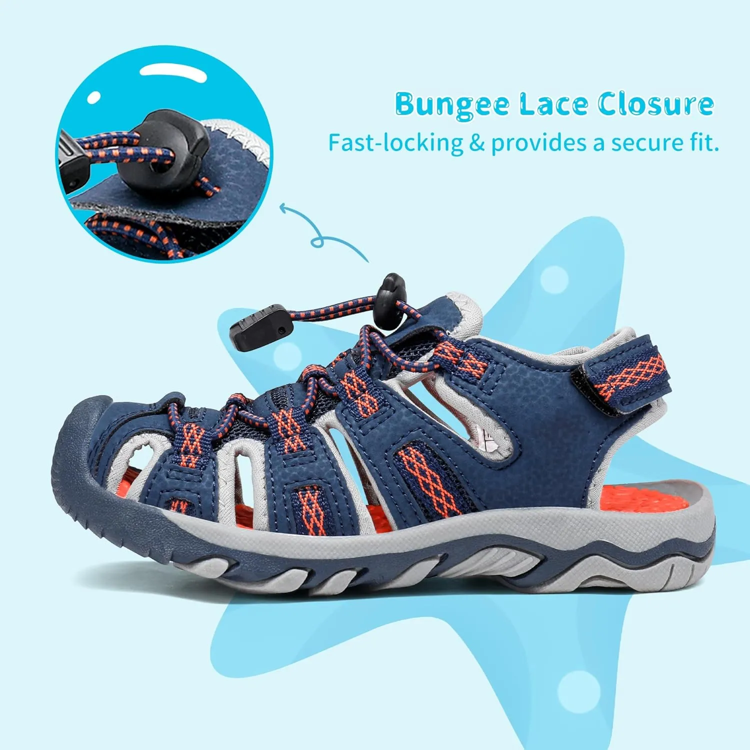 DREAM PAIRS Boys Girls Summer Outdoor Athletic Sport Sandals Walking Hiking Hook and Loop Adjustable Multicolor for Toddler/Little/Big Kids