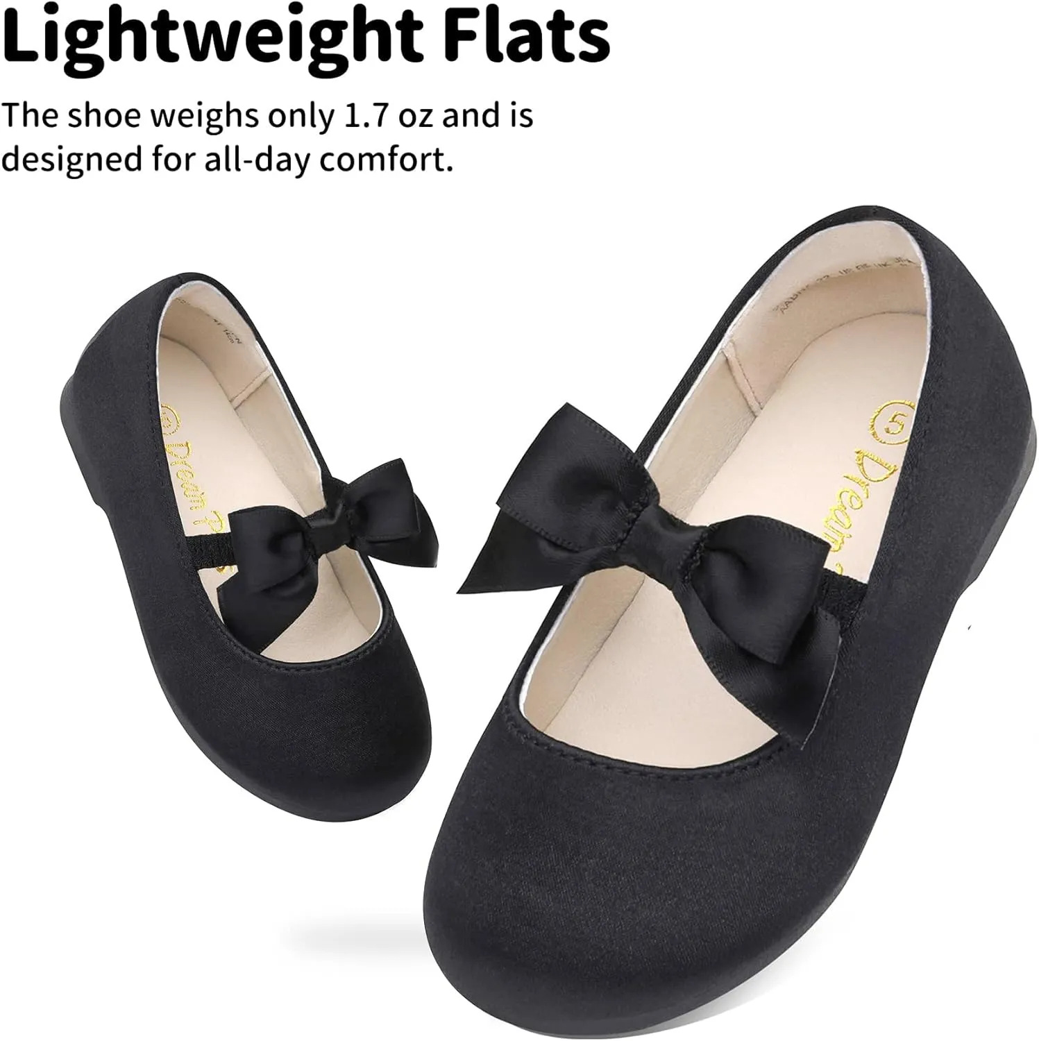 DREAM PAIRS Girls Dress Shoes Mary Jane Flower Girl Bow Ballet Flats for Wedding Party Toddler/Little Kid