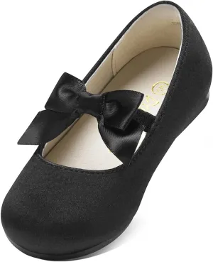 DREAM PAIRS Girls Dress Shoes Mary Jane Flower Girl Bow Ballet Flats for Wedding Party Toddler/Little Kid