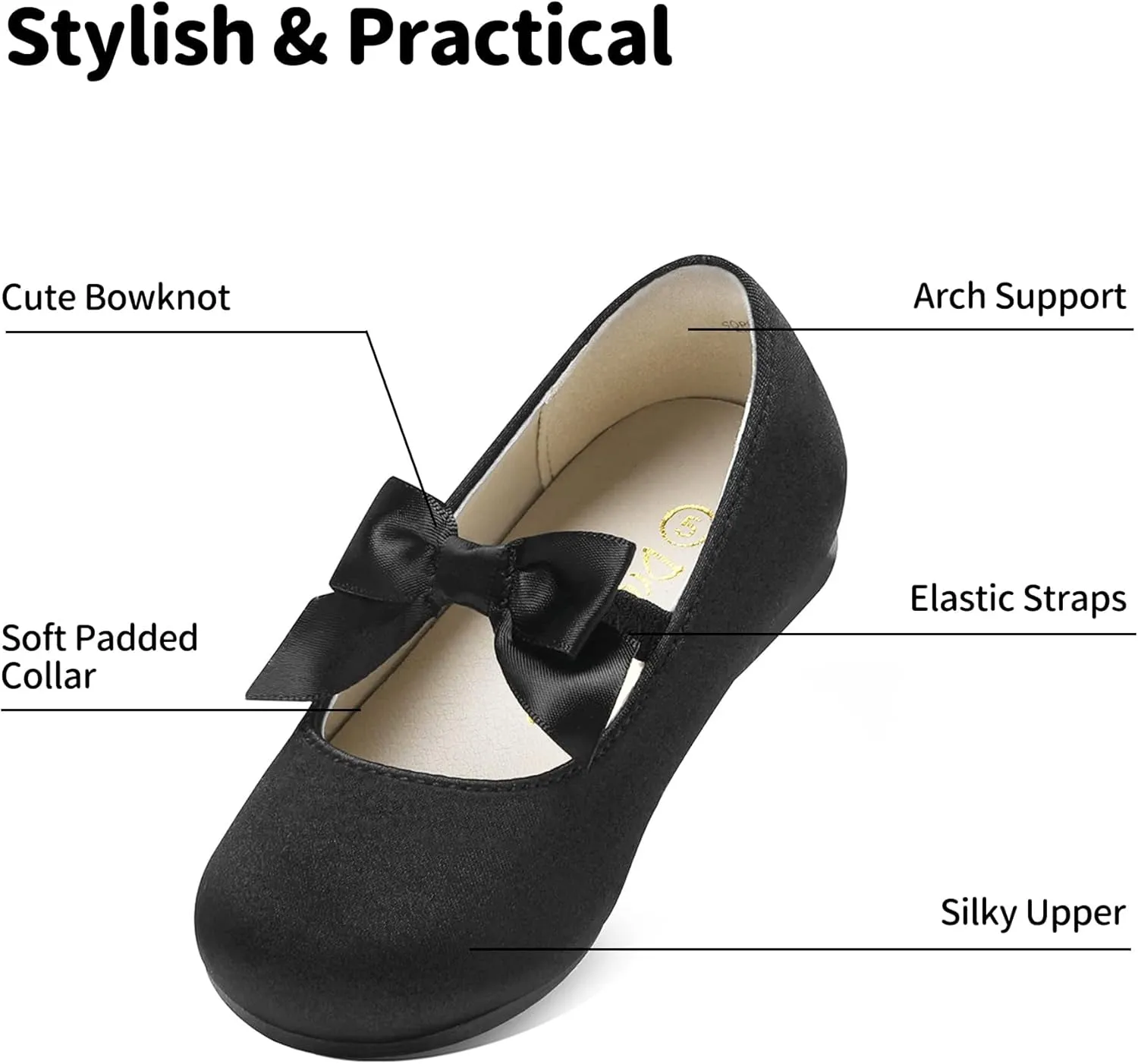 DREAM PAIRS Girls Dress Shoes Mary Jane Flower Girl Bow Ballet Flats for Wedding Party Toddler/Little Kid