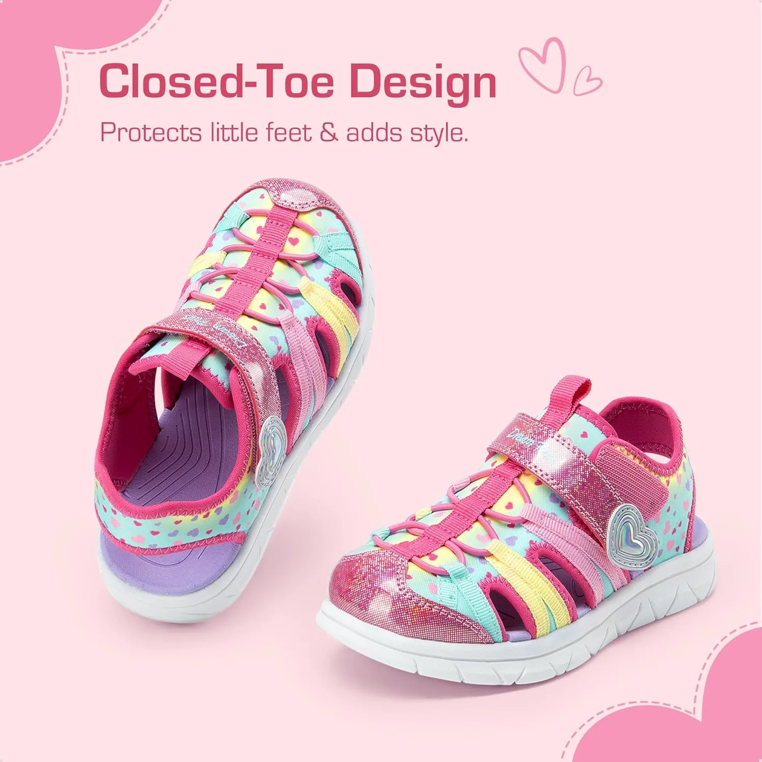 DREAM PAIRS Toddler Boys Girls Sport Sandals Cute Breathable Lightweight Outdoor Play Casual Closed Toe Hook and Loop for Toddlers & Little Kids