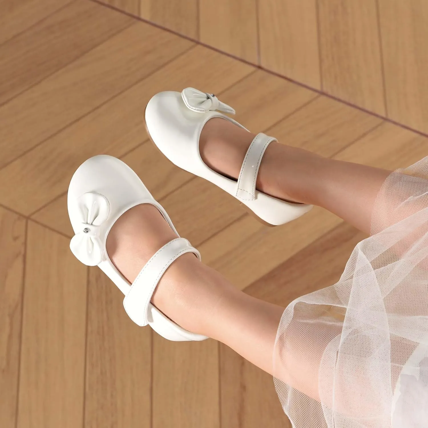 DREAM PAIRS Toddler Dress Shoes Mary Jane Flats for Girls Side Bow Ballerina Shoes