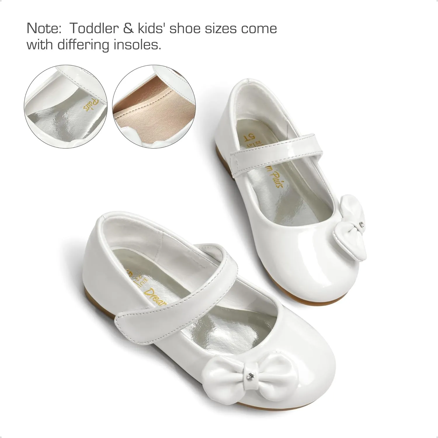 DREAM PAIRS Toddler Dress Shoes Mary Jane Flats for Girls Side Bow Ballerina Shoes