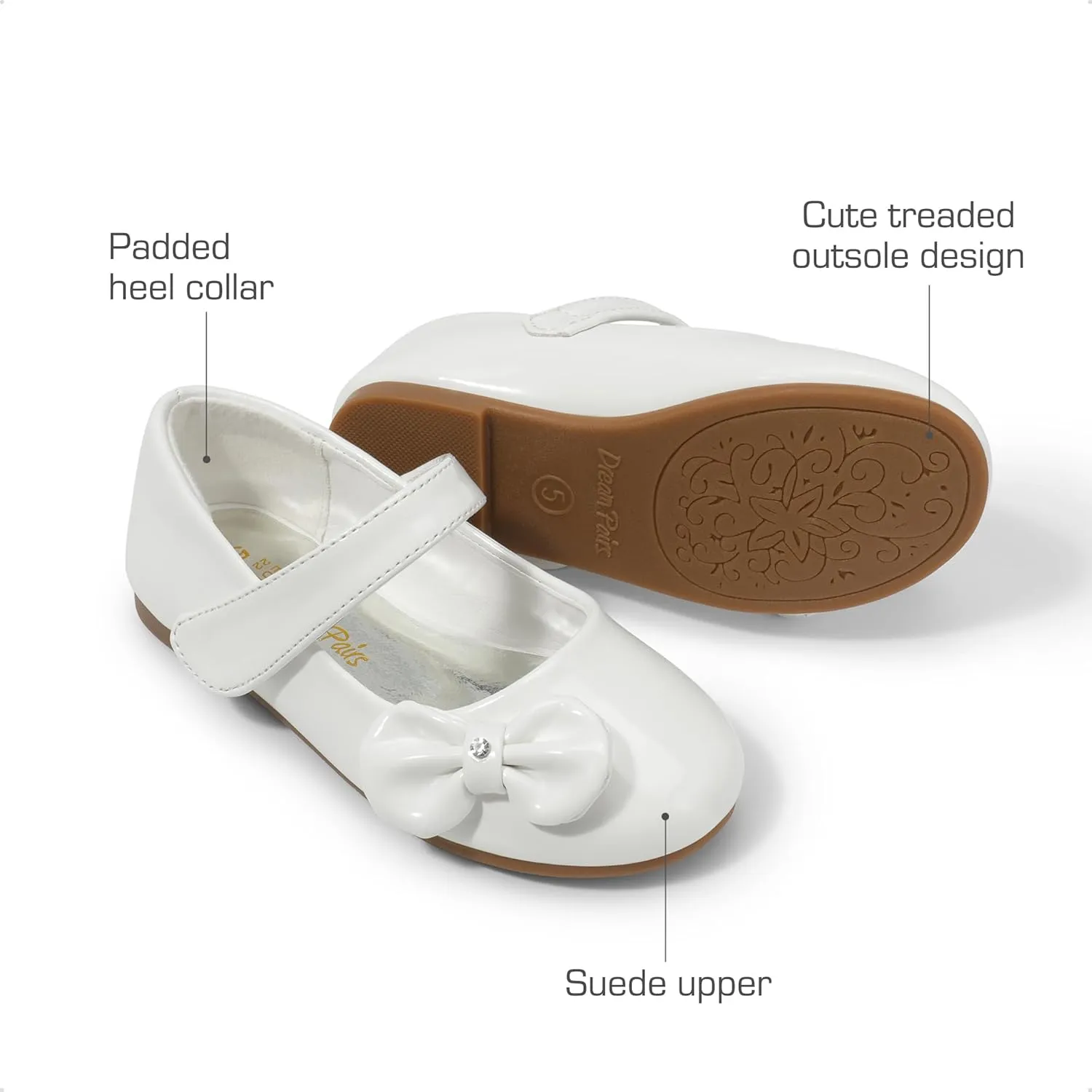 DREAM PAIRS Toddler Dress Shoes Mary Jane Flats for Girls Side Bow Ballerina Shoes