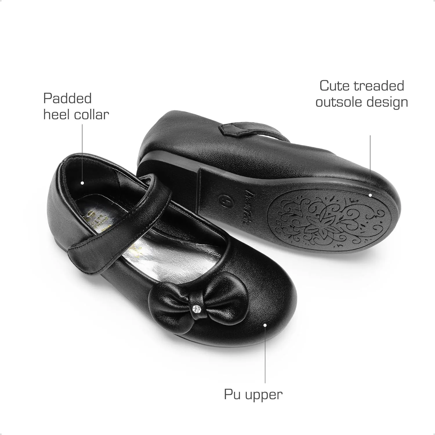 DREAM PAIRS Toddler Dress Shoes Mary Jane Flats for Girls Side Bow Ballerina Shoes