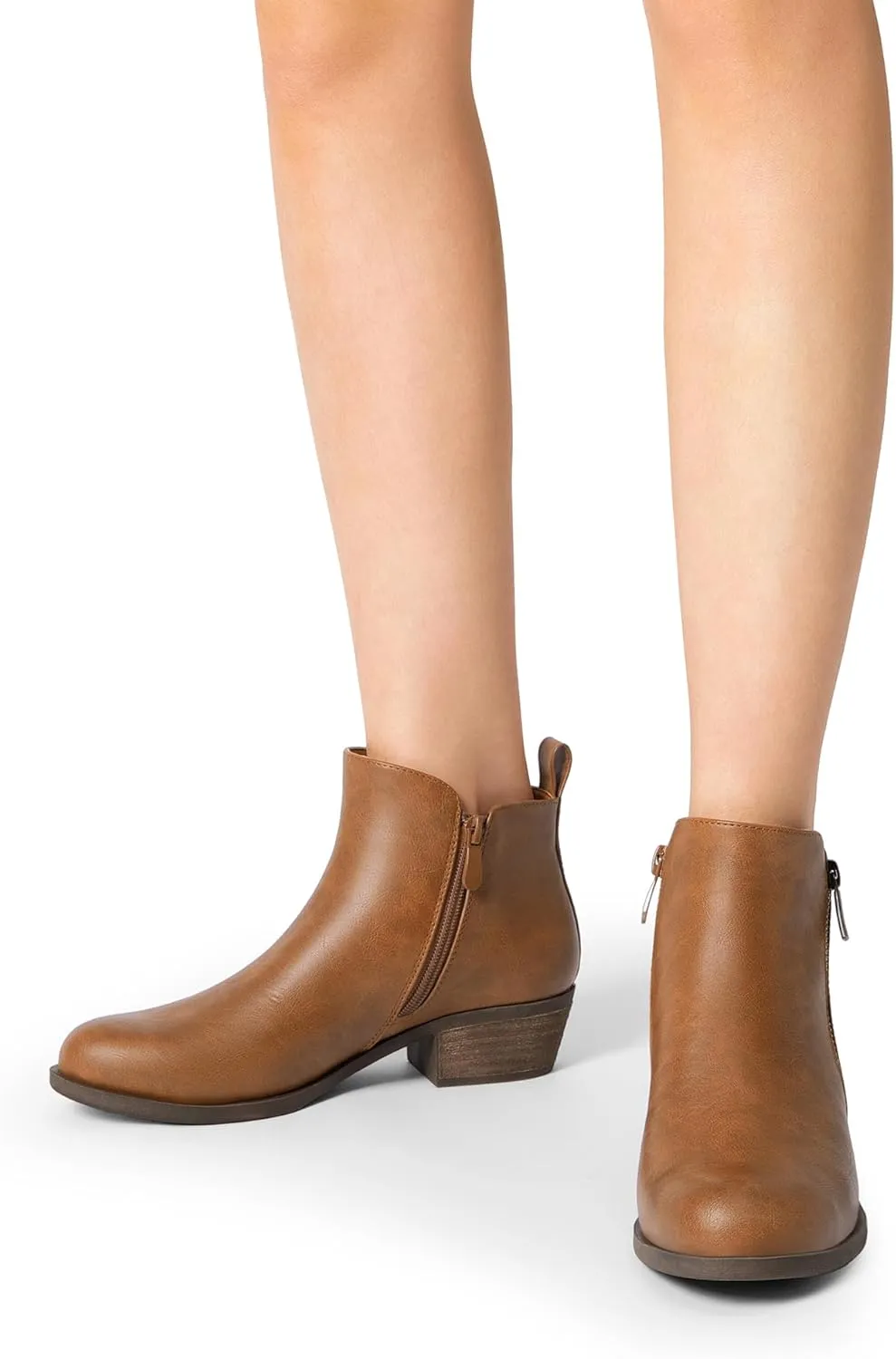 DREAM PAIRS Women's Ankle Boots Classic Low Chunky Heel Side Zipper Booties Shoes