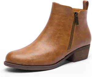 DREAM PAIRS Women's Ankle Boots Classic Low Chunky Heel Side Zipper Booties Shoes