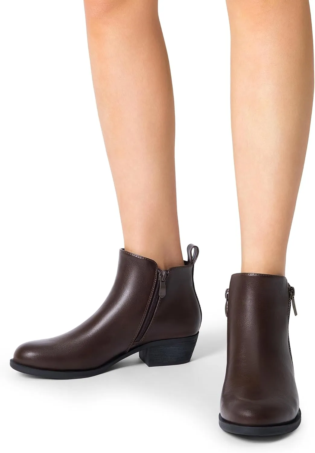 DREAM PAIRS Women's Ankle Boots Classic Low Chunky Heel Side Zipper Booties Shoes