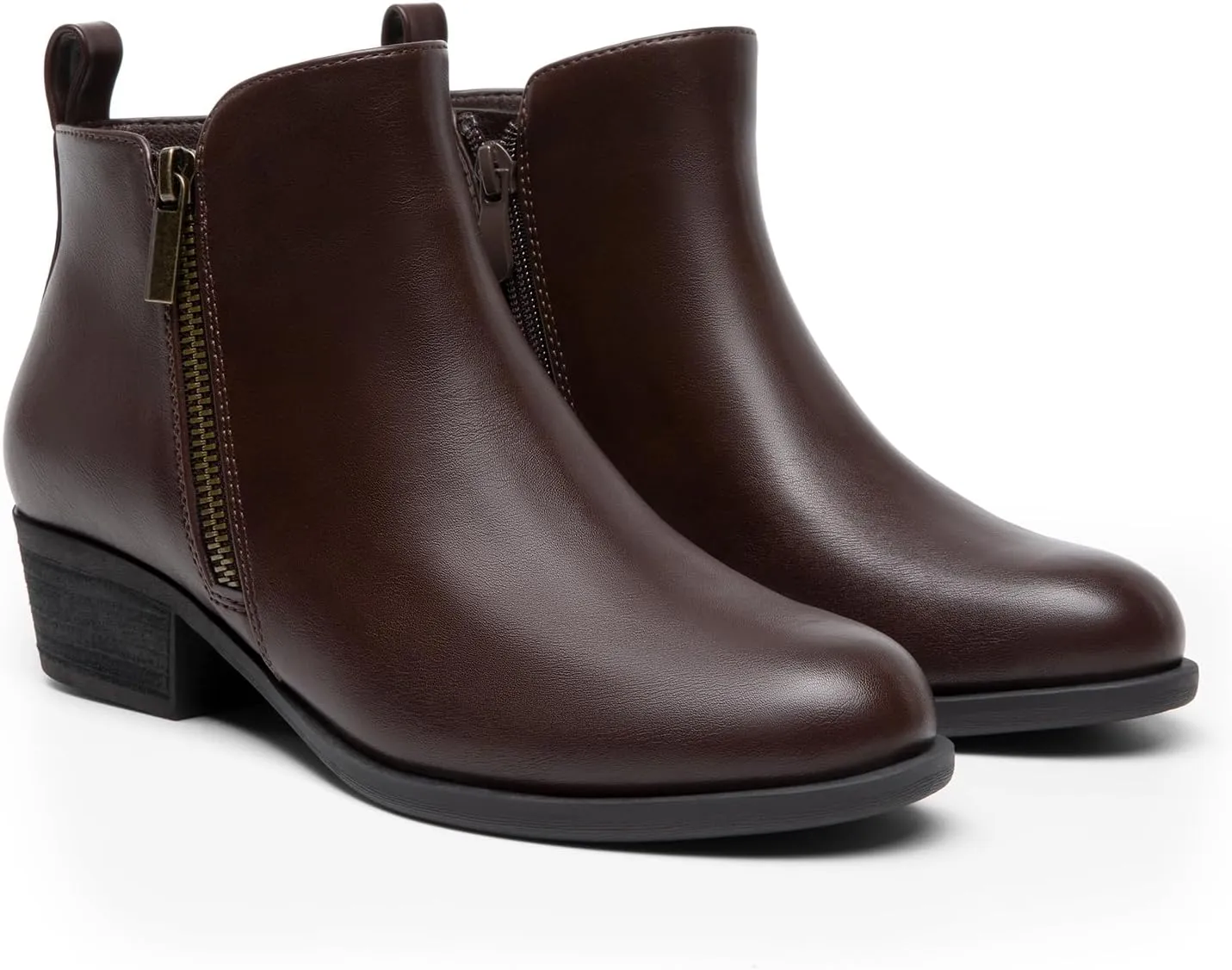 DREAM PAIRS Women's Ankle Boots Classic Low Chunky Heel Side Zipper Booties Shoes