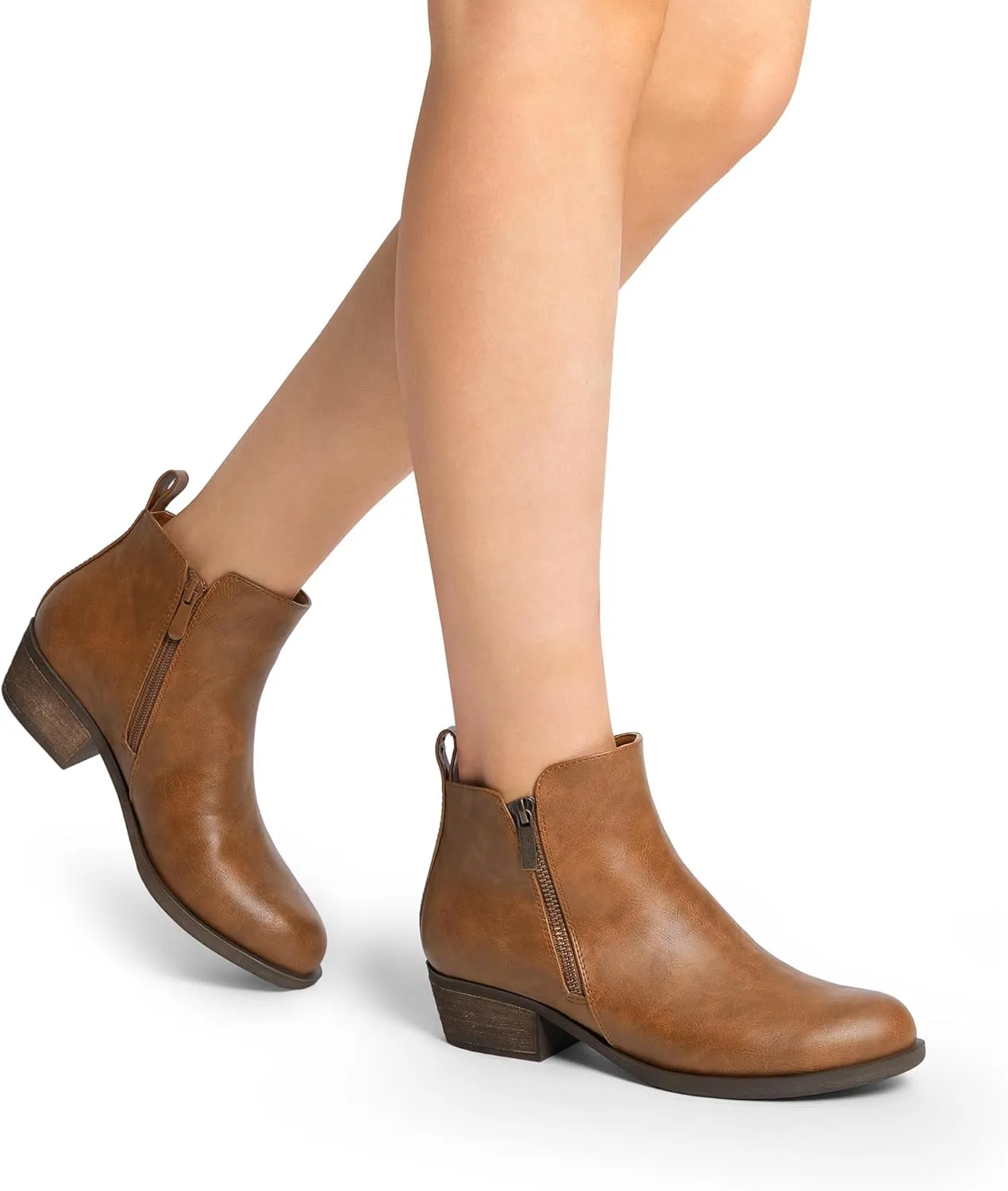 DREAM PAIRS Women's Ankle Boots Classic Low Chunky Heel Side Zipper Booties Shoes