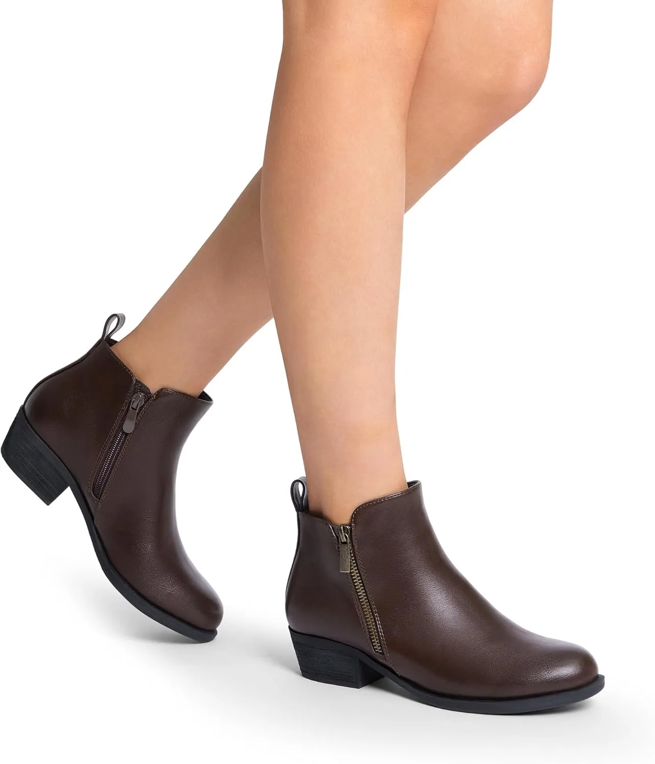 DREAM PAIRS Women's Ankle Boots Classic Low Chunky Heel Side Zipper Booties Shoes
