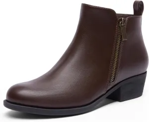 DREAM PAIRS Women's Ankle Boots Classic Low Chunky Heel Side Zipper Booties Shoes