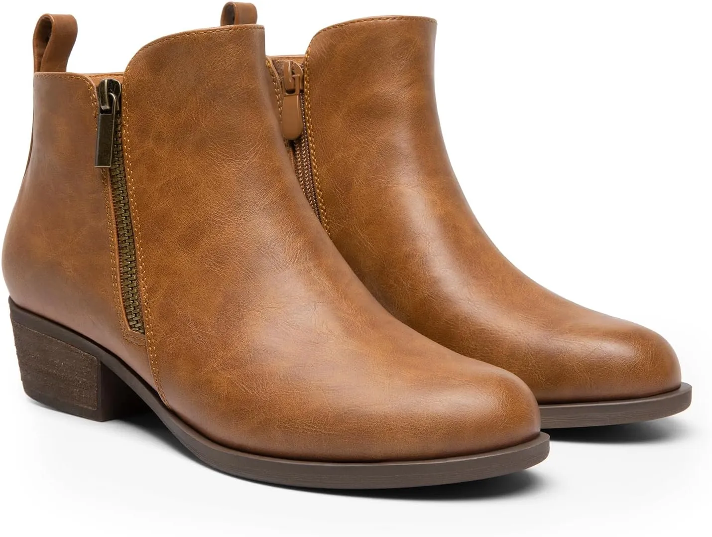 DREAM PAIRS Women's Ankle Boots Classic Low Chunky Heel Side Zipper Booties Shoes