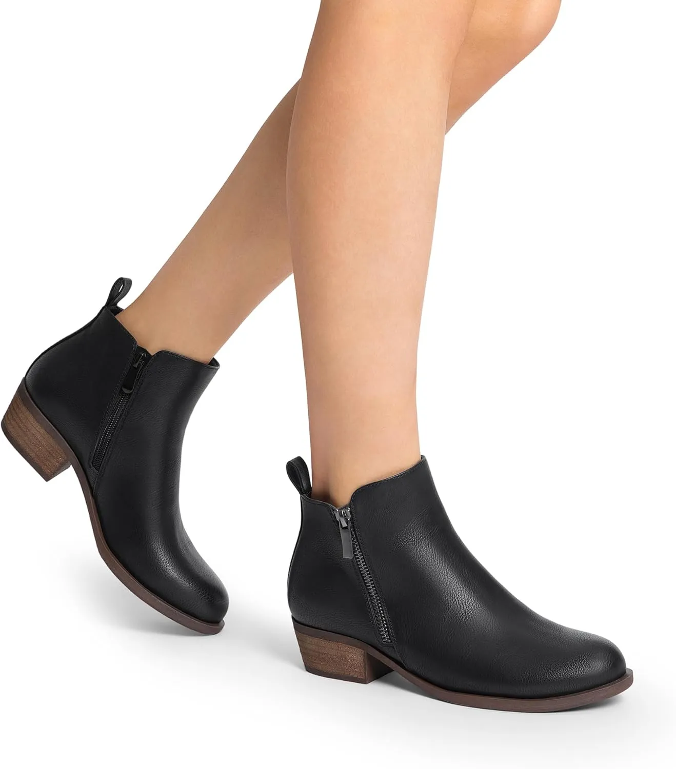DREAM PAIRS Women's Ankle Boots Classic Low Chunky Heel Side Zipper Booties Shoes