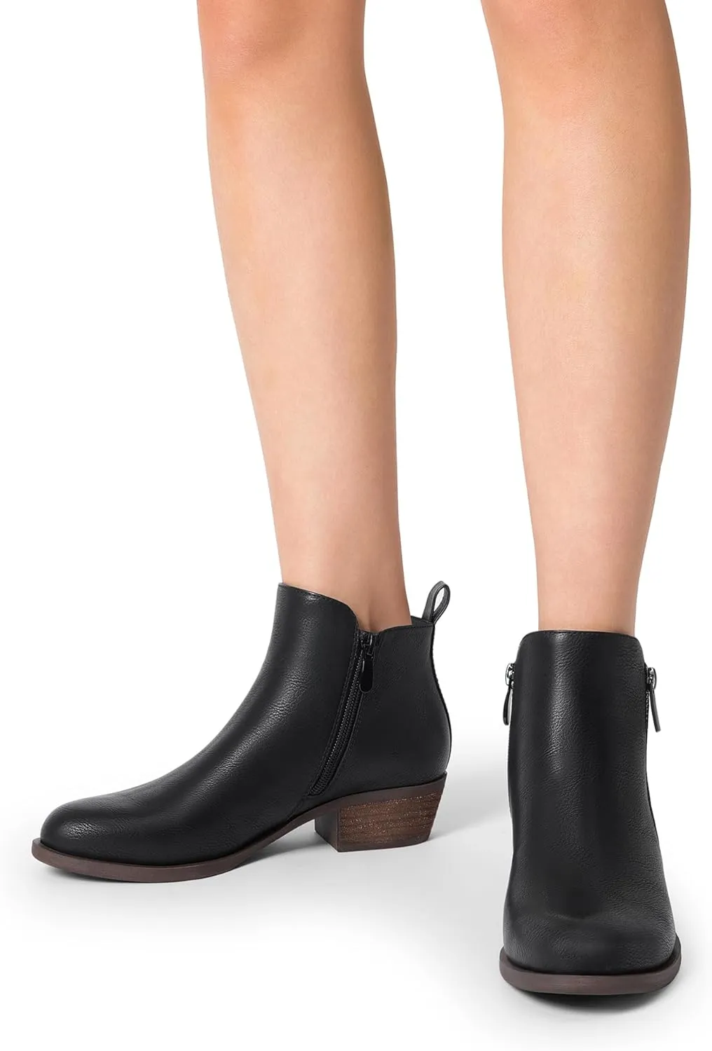 DREAM PAIRS Women's Ankle Boots Classic Low Chunky Heel Side Zipper Booties Shoes