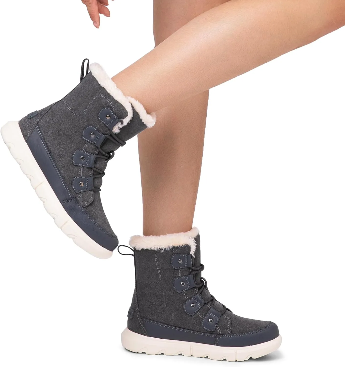 DREAM PAIRS Womens Winter Boots Cozy Faux Fur Anti-Slip Snow Boots Lace Up Comfort Stylish Ankle Booties for Cold Weather City Walk