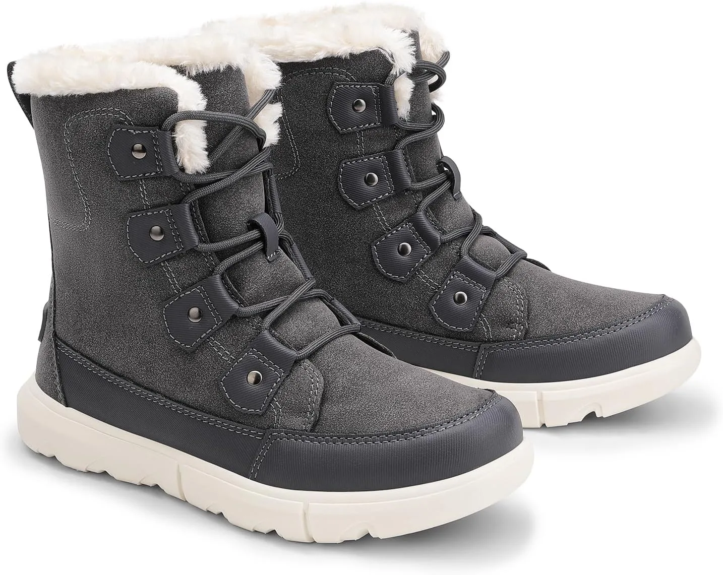 DREAM PAIRS Womens Winter Boots Cozy Faux Fur Anti-Slip Snow Boots Lace Up Comfort Stylish Ankle Booties for Cold Weather City Walk