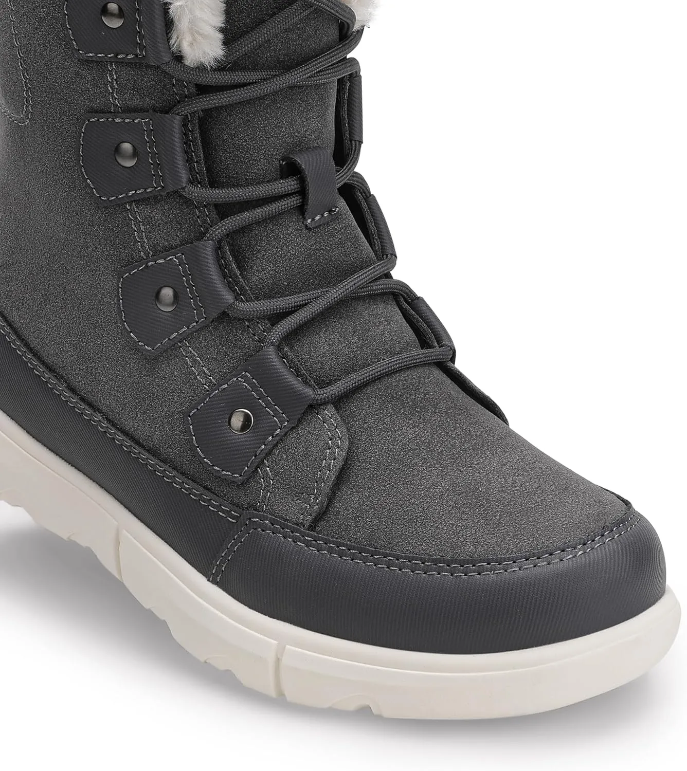 DREAM PAIRS Womens Winter Boots Cozy Faux Fur Anti-Slip Snow Boots Lace Up Comfort Stylish Ankle Booties for Cold Weather City Walk