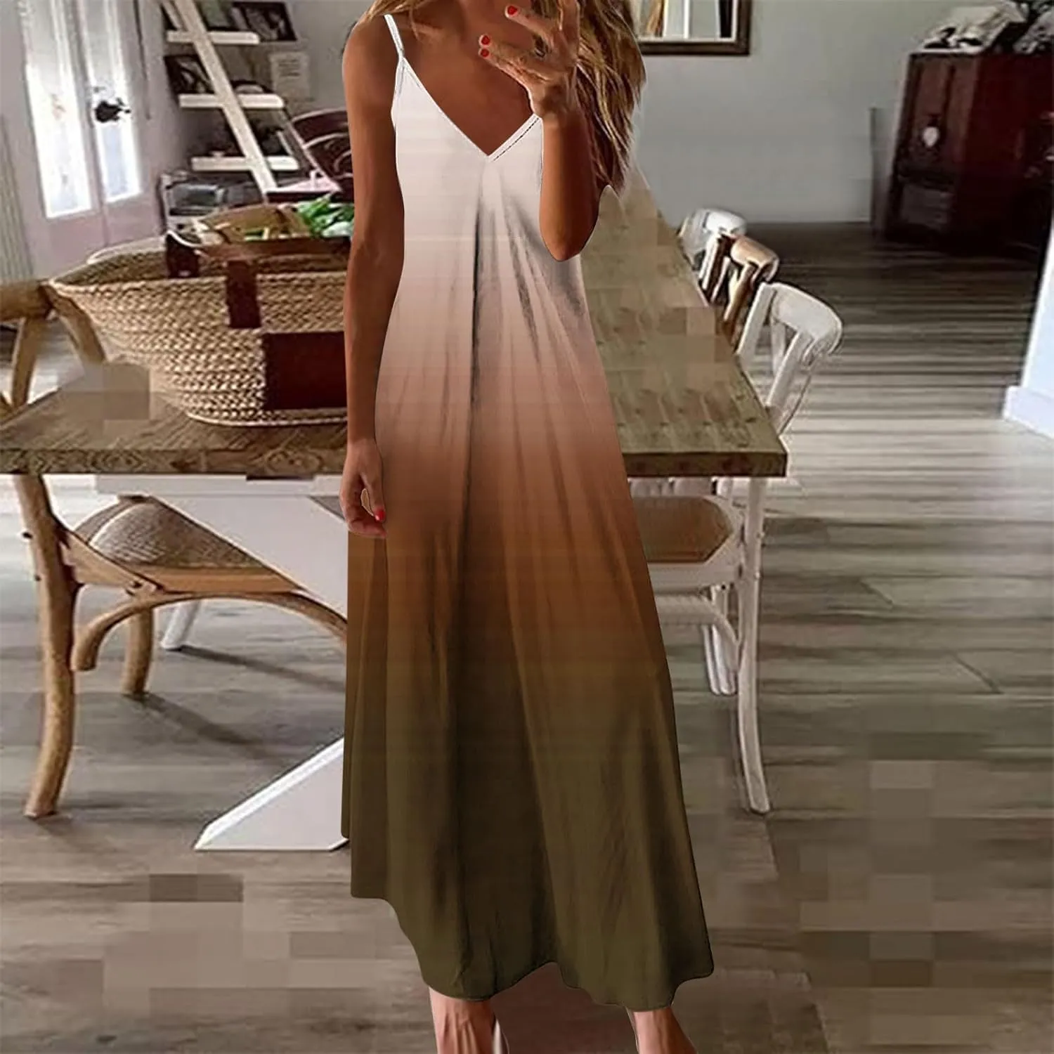 Dresses for Women V-Neck Sleeveless Loose Dress Cold Shoulder Daily Party Vacation Summer Travel Sundress