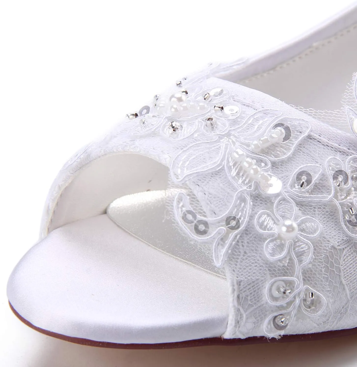 Emily Bridal Women's Silk Like Satin Flat Heel Flats Peep Toe
