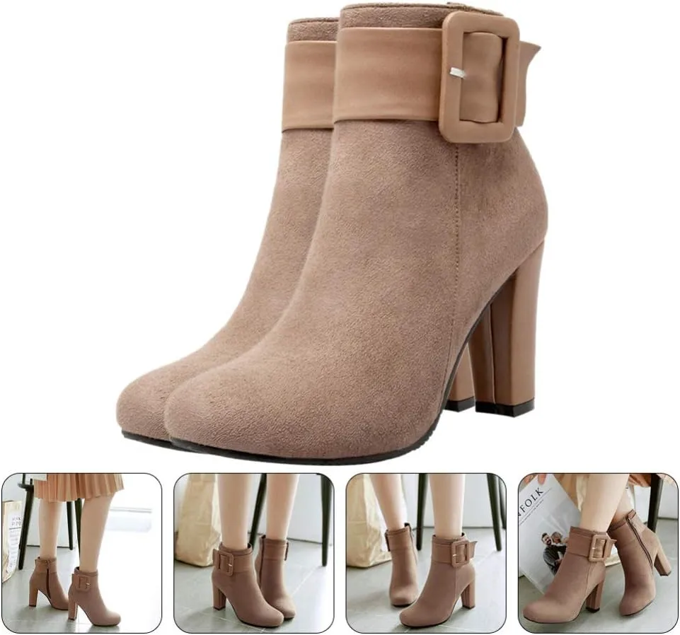 ERINGOGO Women's Winter Short Boots Pointed Toe High Heel Shoes Fashion Short Boots for Women Comfortable and Stylish