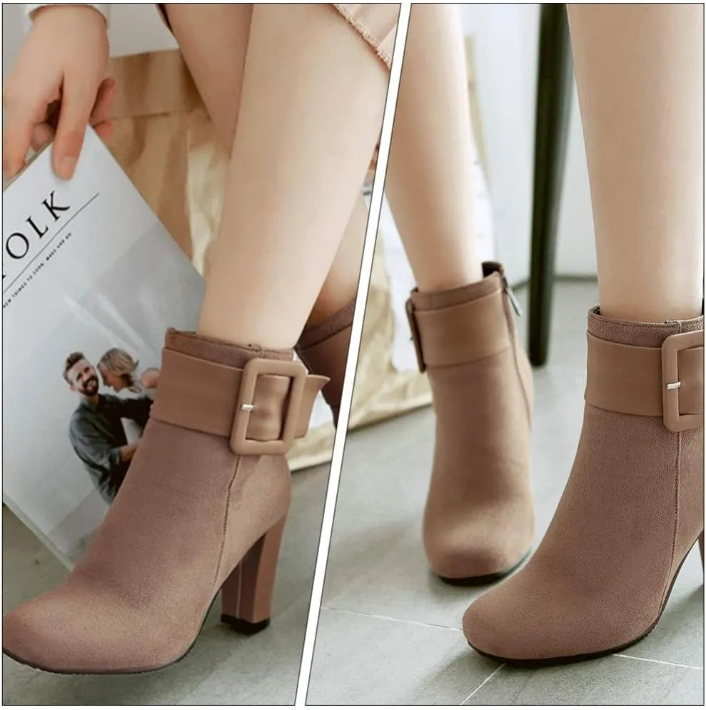 ERINGOGO Women's Winter Short Boots Pointed Toe High Heel Shoes Fashion Short Boots for Women Comfortable and Stylish