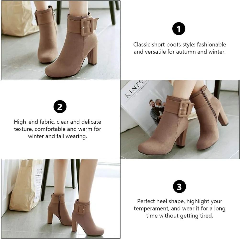 ERINGOGO Women's Winter Short Boots Pointed Toe High Heel Shoes Fashion Short Boots for Women Comfortable and Stylish
