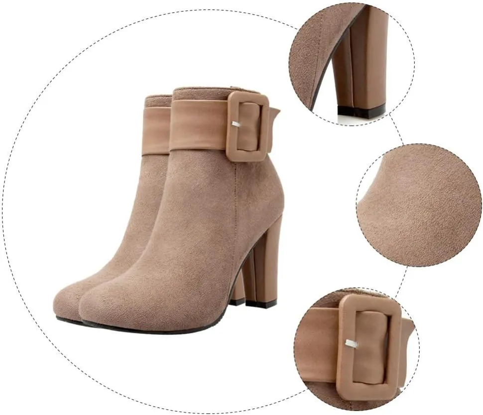 ERINGOGO Women's Winter Short Boots Pointed Toe High Heel Shoes Fashion Short Boots for Women Comfortable and Stylish