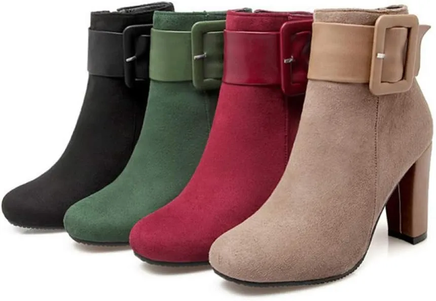 ERINGOGO Women's Winter Short Boots Pointed Toe High Heel Shoes Fashion Short Boots for Women Comfortable and Stylish