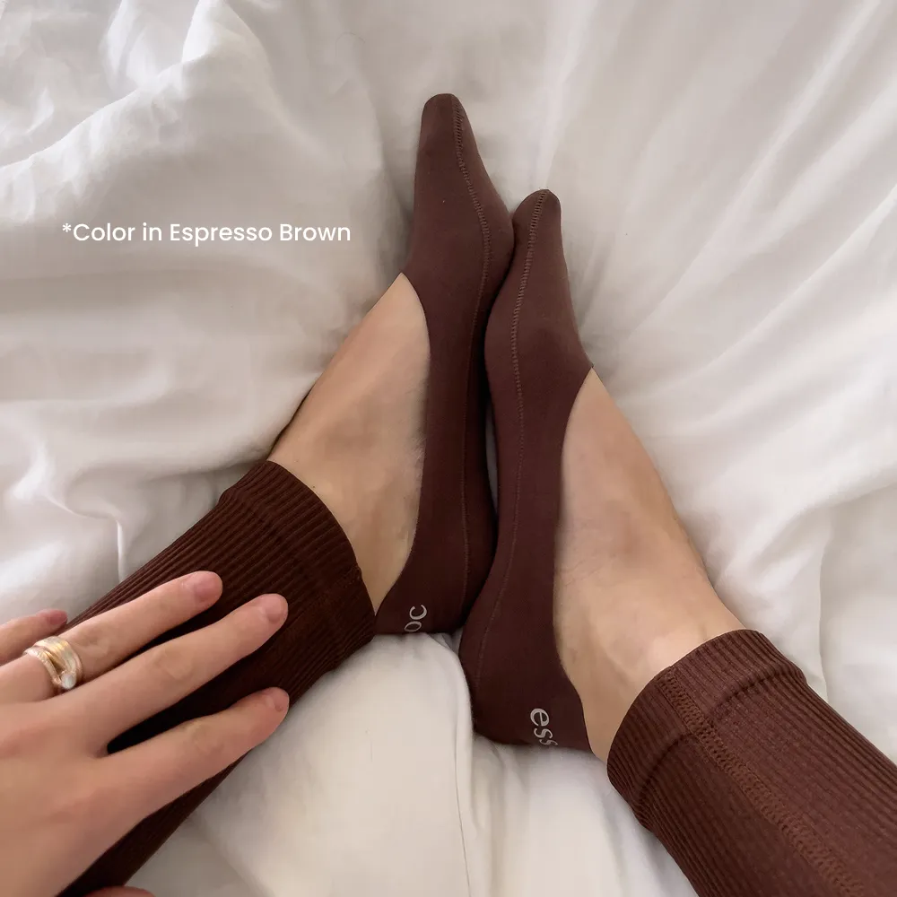 Espresso Brown Cotton No Show Socks 10-Pack
