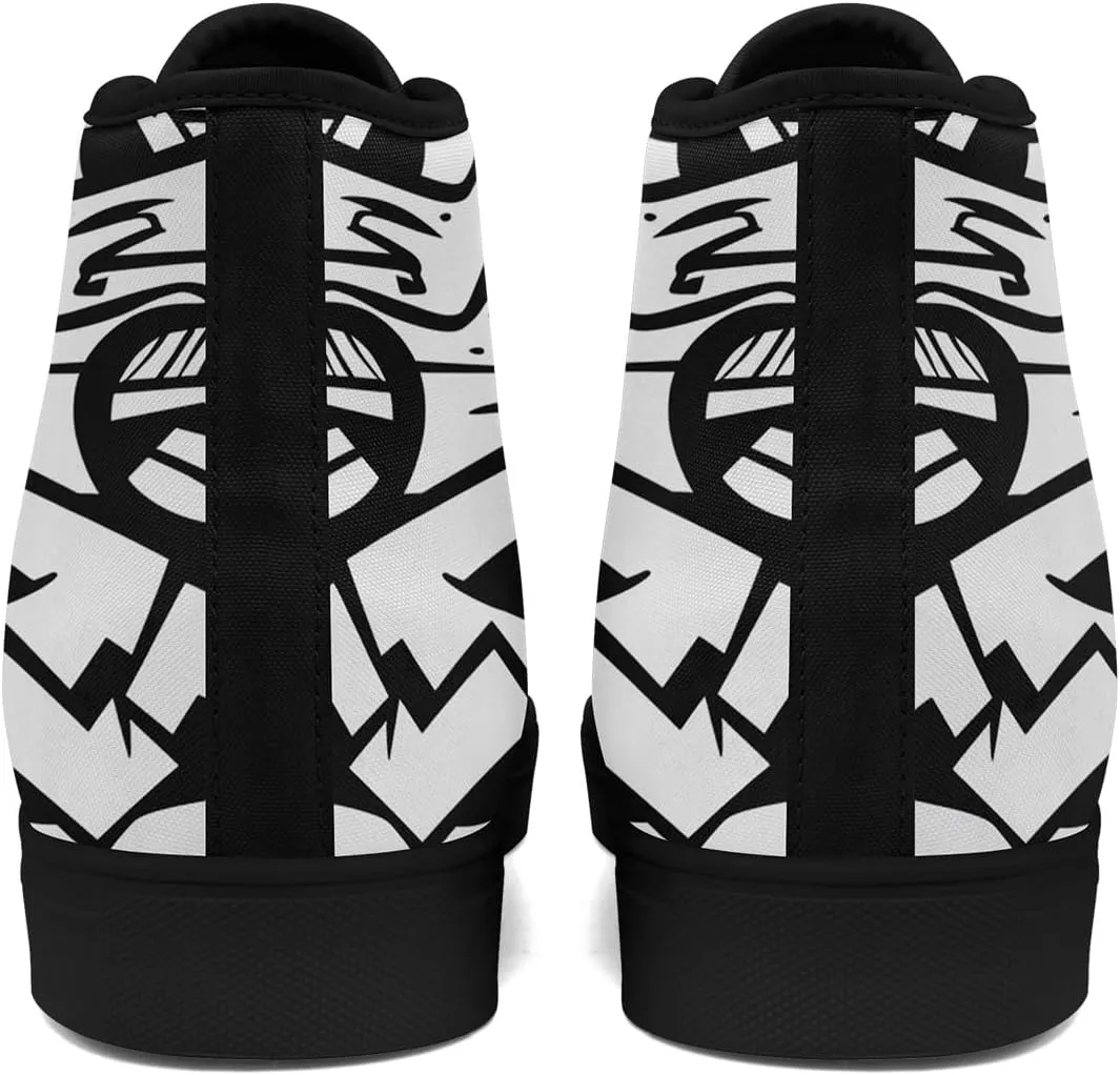 Fashion Graffiti High-Top Sneakers for Men Women Lightweight Stylish Canvas Streetwear Flat Shoes Student Breathable Footwear