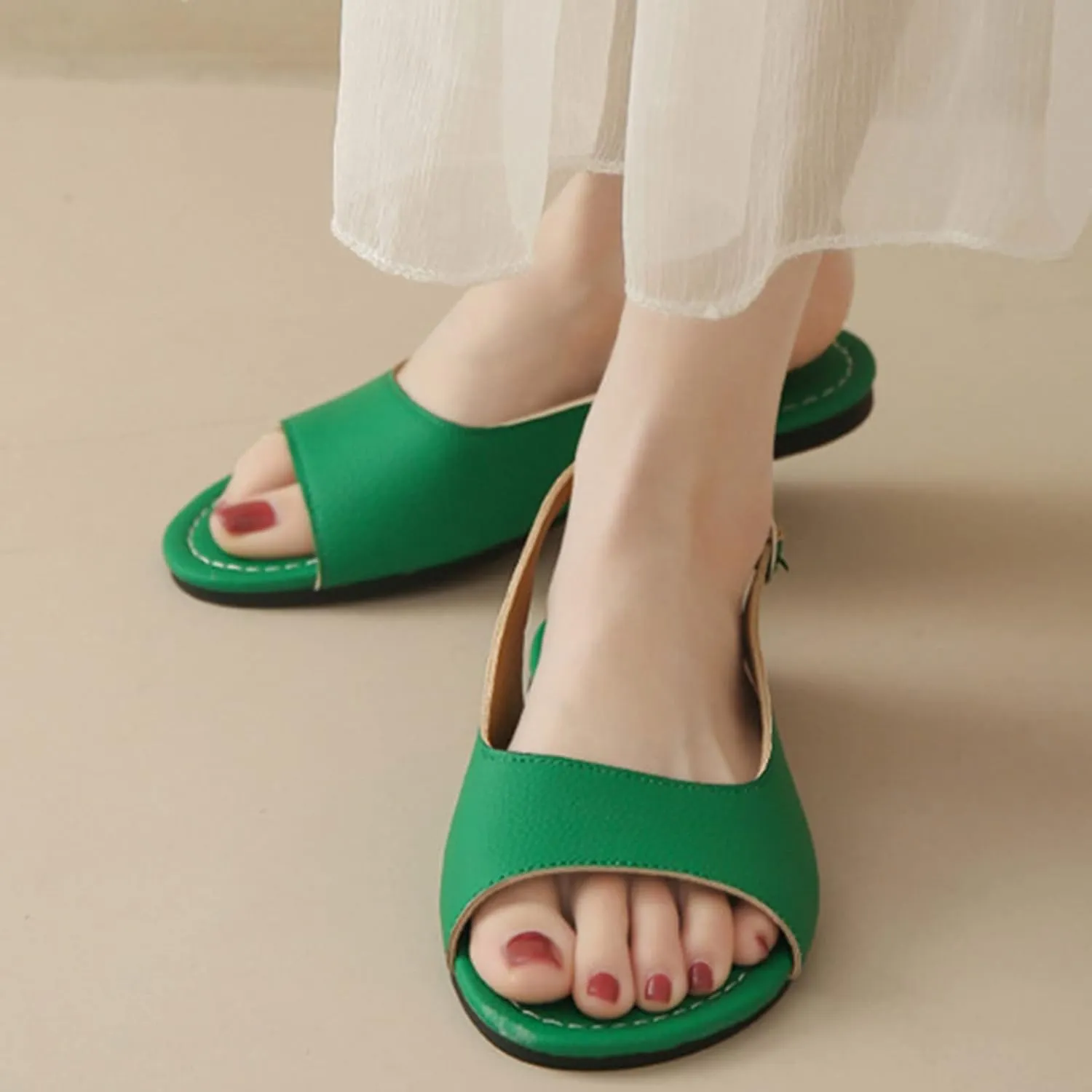 Fashion Slingback Sandals Women's Casual Open Toe Flats Comfortable Dressy Footwear Shoes for Everyday Wear