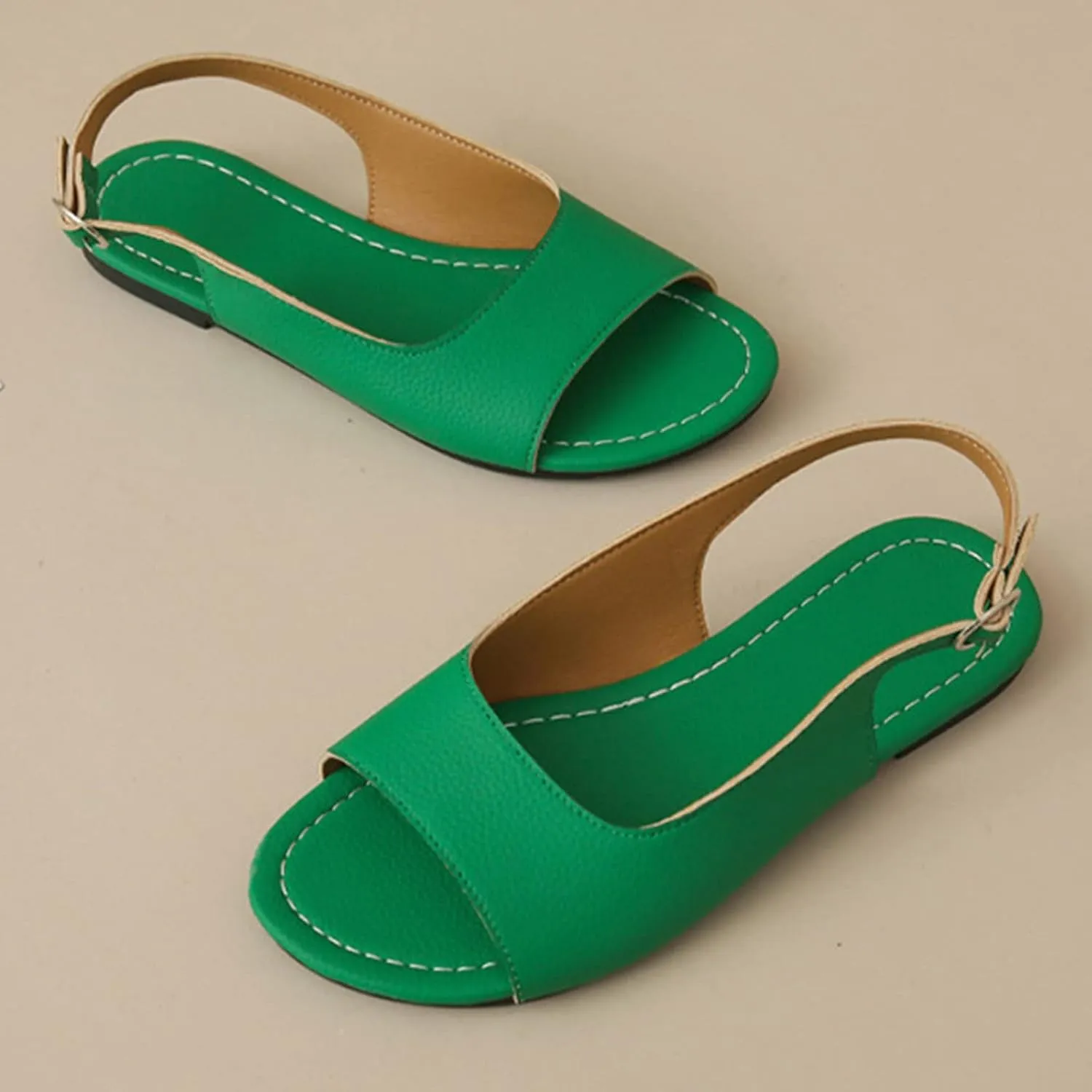 Fashion Slingback Sandals Women's Casual Open Toe Flats Comfortable Dressy Footwear Shoes for Everyday Wear