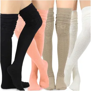 Fashionable Cotton Slouchy Boot Socks for Women and Girls: Long Thigh Highs, Over-the-Knee Highs, and Knee Highs