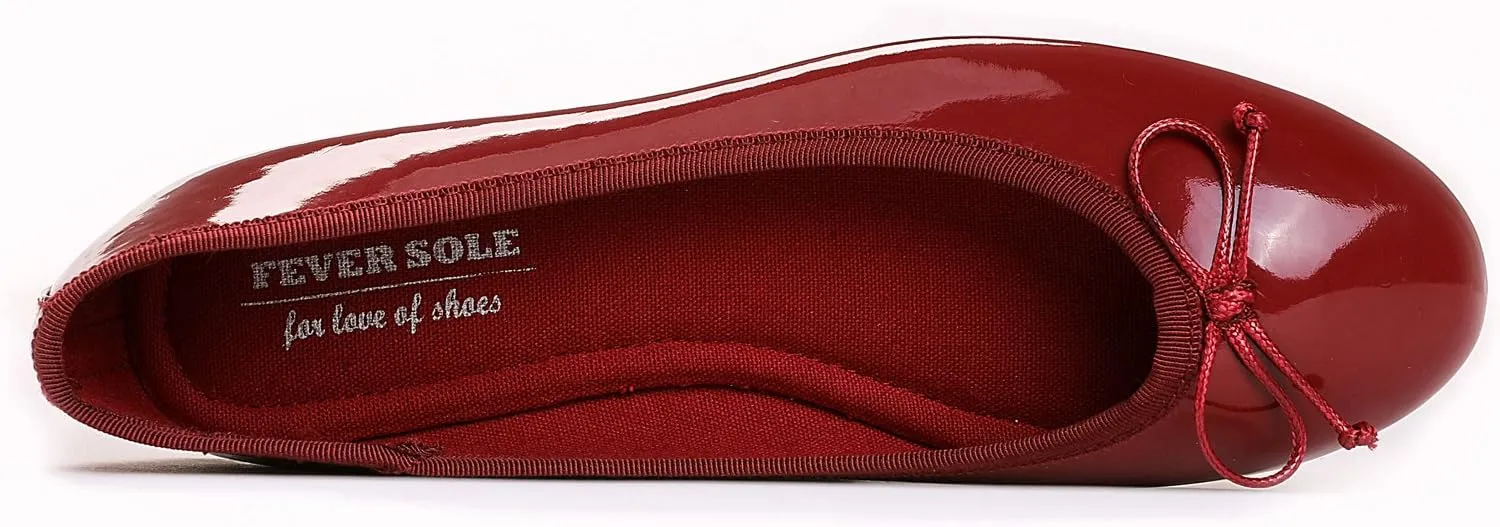 FEVERSOLE Women's Macaroon Colorful Memory Foam Cushion Insock Patent Ballet Flat
