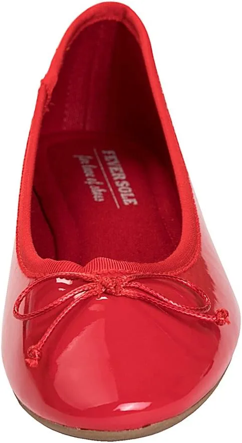 FEVERSOLE Women's Macaroon Colorful Memory Foam Cushion Insock Patent Ballet Flat
