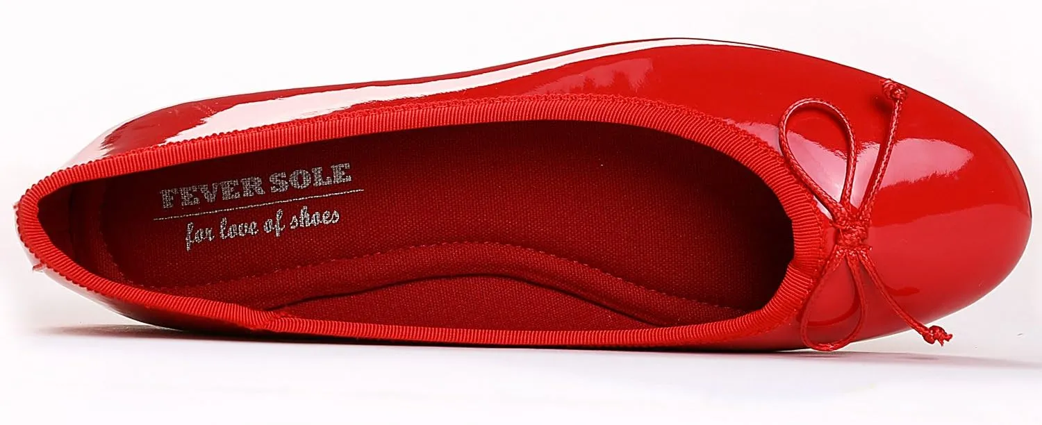 FEVERSOLE Women's Macaroon Colorful Memory Foam Cushion Insock Patent Ballet Flat